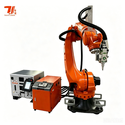Otomobil şasi parçaları için KUKA KR35 Robotu ve 4000W IPG Lazer ile 3D Robotik Lazer kaynak makinesi